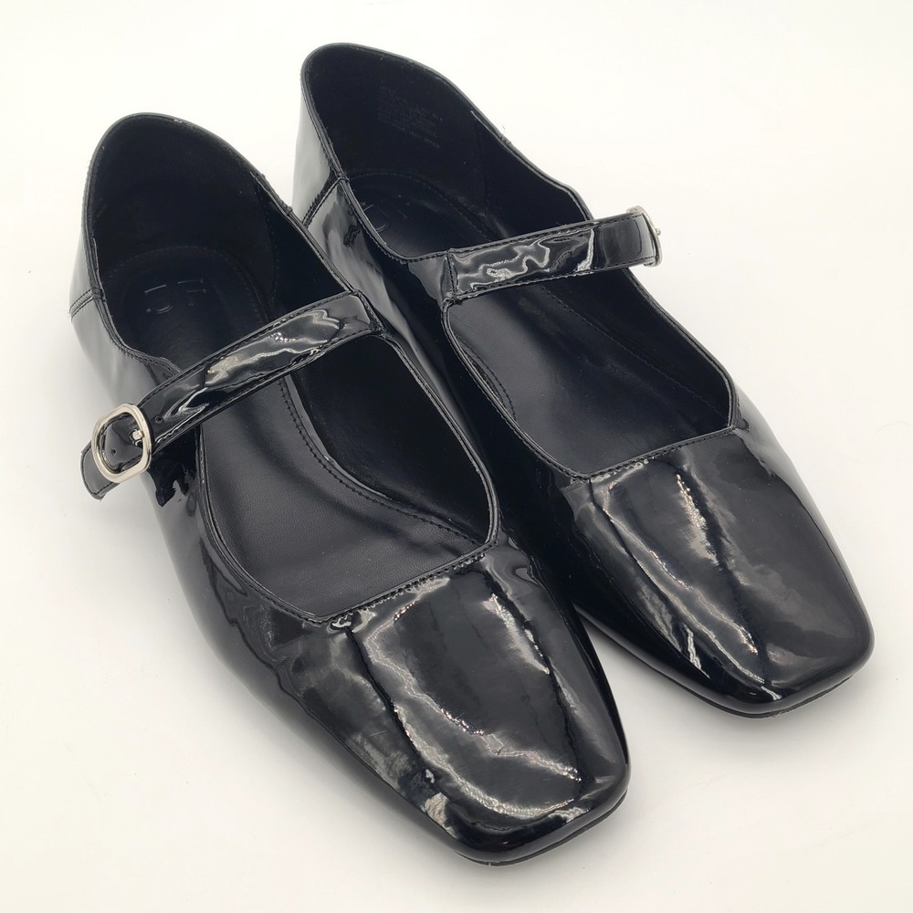 JF Emily Mary Jane Flat 9.5 US (UK 7.5 / 40.5 EU) Shiny Black Patent Leather